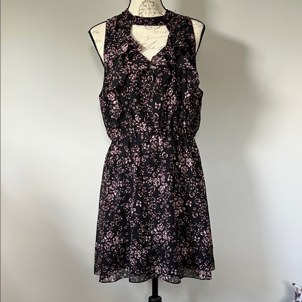 Floral Black and Pink Women's Dress